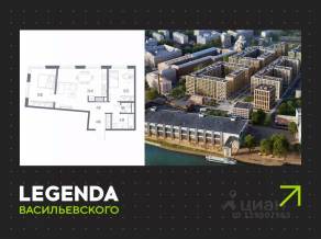 ЖК «LEGENDA Васильевского», планировка 2-комнатной квартиры, 62.48 м²