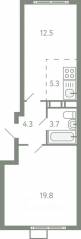 ЖК «Ново-Молоково», планировка 2-комнатной квартиры, 44.70 м²