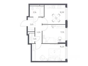 ЖК «Космический Квартал», планировка 2-комнатной квартиры, 50.04 м²