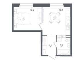 ЖК «Ольховый Квартал», планировка 1-комнатной квартиры, 31.70 м²