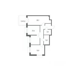 ЖК «Парусная 1», планировка 2-комнатной квартиры, 79.30 м²
