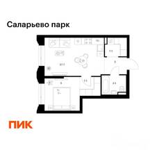 ЖК «Саларьево парк», планировка 1-комнатной квартиры, 39.40 м²
