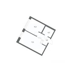 ЖК «NEWПИТЕР», планировка 1-комнатной квартиры, 35.86 м²