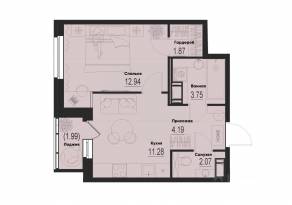 ЖК «ID Murino III», планировка 1-комнатной квартиры, 37.10 м²