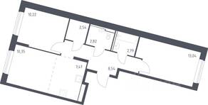 ЖК «Молжаниново», планировка 2-комнатной квартиры, 57.77 м²