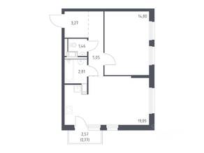 ЖК «Квартал Торики», планировка 1-комнатной квартиры, 48.05 м²