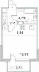 ЖК «Югтаун. Олимпийские кварталы», планировка студии, 27.13 м²