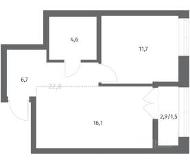 ЖК «NEWПИТЕР», планировка 1-комнатной квартиры, 40.48 м²