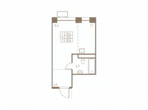ЖК «Фабрикант», планировка студии, 30.80 м²