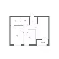 ЖК «NEWПИТЕР», планировка 2-комнатной квартиры, 58.38 м²