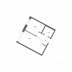 ЖК «NEWПИТЕР», планировка 1-комнатной квартиры, 35.85 м²