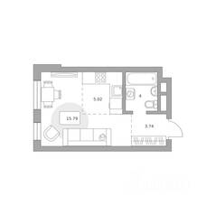 МЖК «Живописный», планировка студии, 28.55 м²