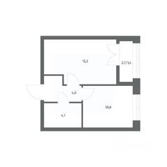 ЖК «NEWПИТЕР», планировка 1-комнатной квартиры, 35.35 м²