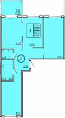 МЖК «Образцовый квартал 16», планировка 3-комнатной квартиры, 82.80 м²