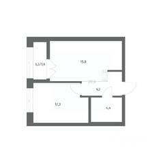 ЖК «NEWПИТЕР», планировка 1-комнатной квартиры, 38.30 м²