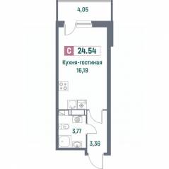 ЖК «Фотограф», планировка студии, 24.90 м²