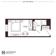 МФК «Нигилист (Concept)», планировка 1-комнатной квартиры, 18.93 м²