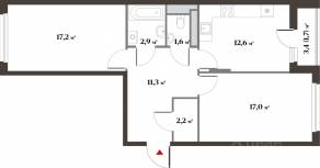 ЖК Миниполис «Восемь кленов», планировка 2-комнатной квартиры, 65.70 м²