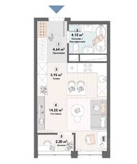 ЖК «Триумф» (Пушкино), планировка студии, 31.14 м²