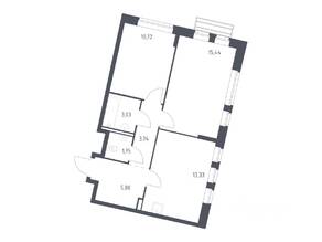 ЖК «Рублевский Квартал», планировка 2-комнатной квартиры, 52.90 м²