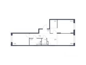 ЖК «Новые Лаврики», планировка 2-комнатной квартиры, 59.22 м²