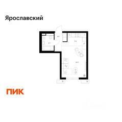 ЖК «Ярославский», планировка студии, 28.30 м²