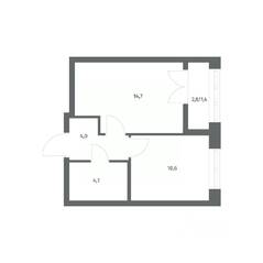 ЖК «NEWПИТЕР», планировка 1-комнатной квартиры, 34.76 м²