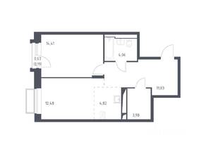 ЖК «Долина Яузы», планировка 1-комнатной квартиры, 51.40 м²