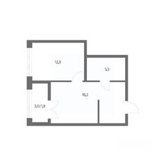 ЖК «NEWПИТЕР», планировка 1-комнатной квартиры, 37.30 м²
