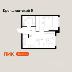 ЖК «Кронштадтский 9», планировка 1-комнатной квартиры, 38.30 м²