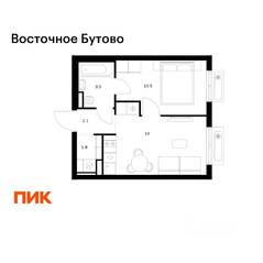ЖК «Восточное Бутово», планировка 1-комнатной квартиры, 32.00 м²