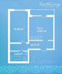 ЖК «Кировский Посад», планировка 1-комнатной квартиры, 47.10 м²