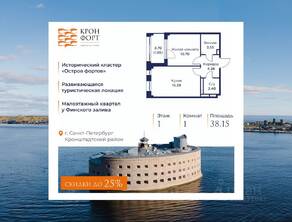 МЖК «Кронфорт. Центральный», планировка 1-комнатной квартиры, 38.15 м²