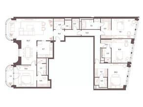 Апарт-комплекс «Саввинская, 27», планировка 5-комнатной квартиры, 205.10 м²