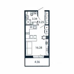ЖК «Полис ЛАВрики», планировка студии, 22.10 м²