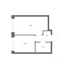 ЖК «NEWПИТЕР», планировка 1-комнатной квартиры, 36.91 м²