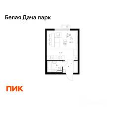 ЖК «Белая Дача парк», планировка студии, 27.30 м²