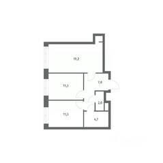 ЖК «NEWПИТЕР», планировка 2-комнатной квартиры, 56.25 м²