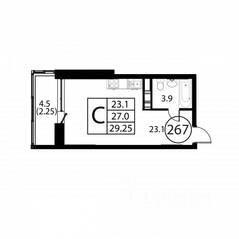 ЖК «Космос», планировка студии, 29.25 м²