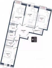 ЖК «Киноквартал», планировка 3-комнатной квартиры, 88.90 м²