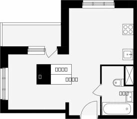 ЖК «Школьный (Климовск)», планировка студии, 33.00 м²