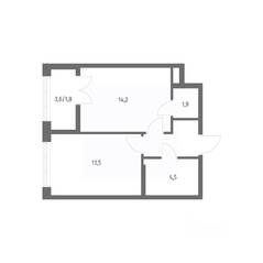 ЖК «NEWПИТЕР», планировка 1-комнатной квартиры, 39.70 м²
