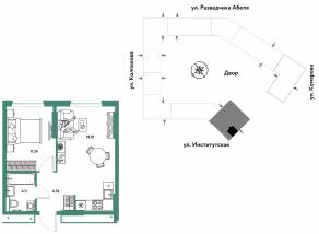 ЖК «Страна.Парковая», планировка 2-комнатной квартиры, 40.02 м²