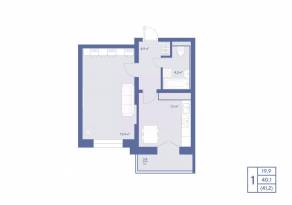 ЖК «Академик» (Троицк), планировка 1-комнатной квартиры, 41.20 м²
