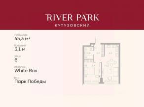 ЖК «River Park Towers Кутузовский», планировка 1-комнатной квартиры, 45.30 м²