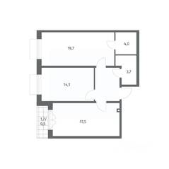 ЖК «Парусная 1», планировка 2-комнатной квартиры, 66.30 м²