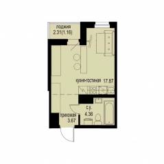 ЖК «ID Murino III», планировка студии, 27.06 м²