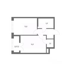 ЖК «NEWПИТЕР», планировка 1-комнатной квартиры, 40.20 м²