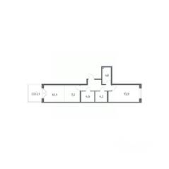 ЖК «Парусная 1», планировка 2-комнатной квартиры, 58.70 м²