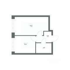 ЖК «NEWПИТЕР», планировка 1-комнатной квартиры, 36.91 м²
